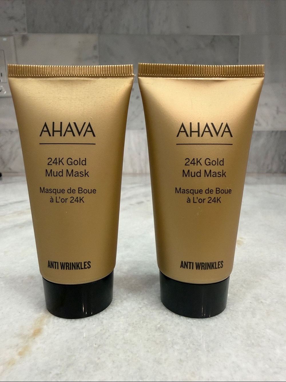 AHAVA 24K Gold Mud Mask – Gold (Anti-Wrinkles) 1.7 fl oz 2 Pc Bundle